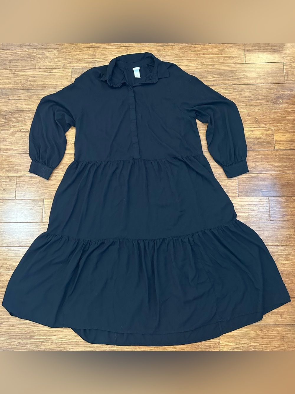 H&M Black Tiered Long Sleeve Dress